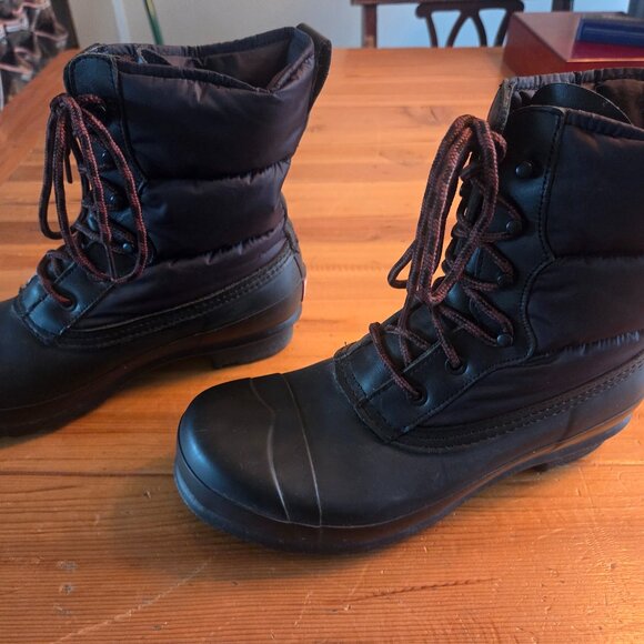 Hunter Original Short Quilted Boots Lace Nylon Puffer Rubber Black Sz 9 Winter - Picture 1 of 8